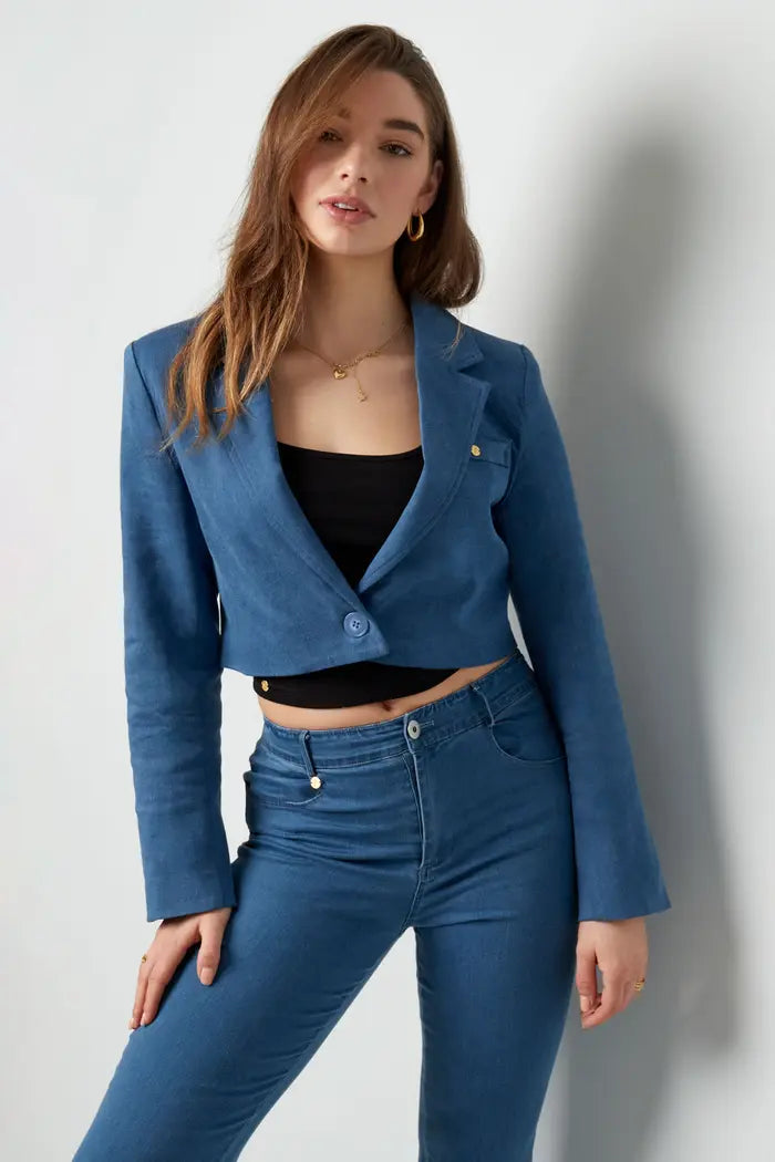 Denim cropped blazer