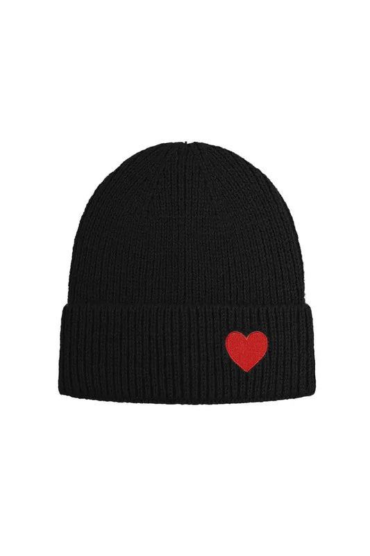 Beanie hart - Zwart