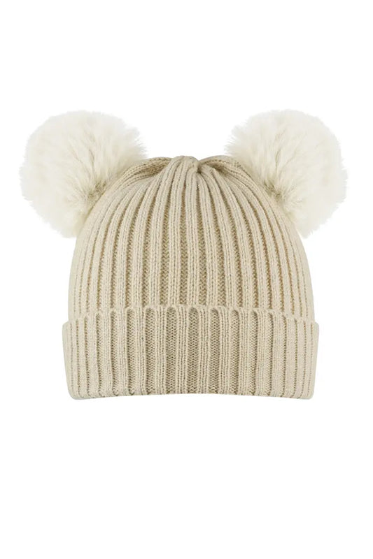 Beanie dubbele pufs - Beige