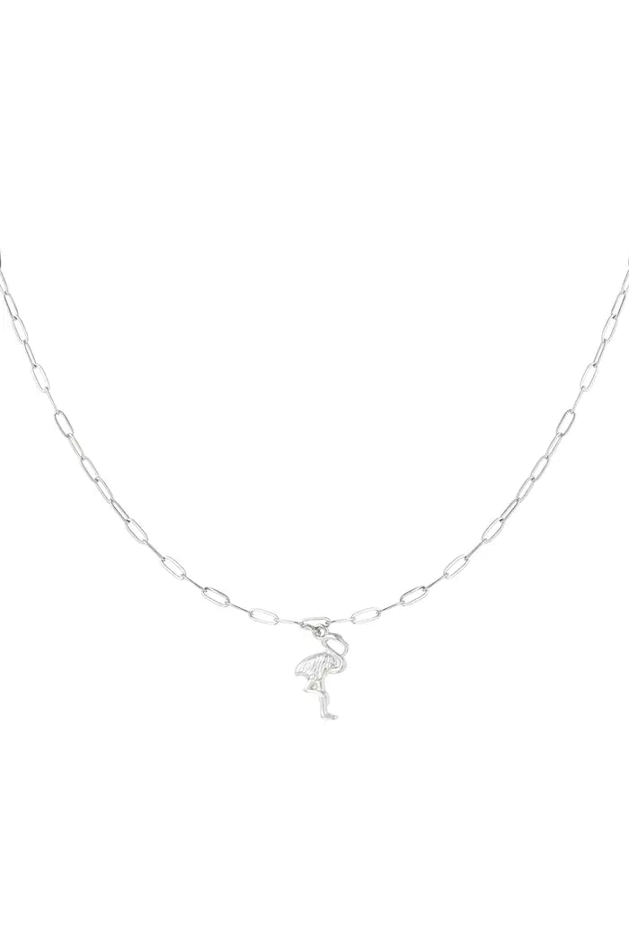 Flamingo ketting - Zilver