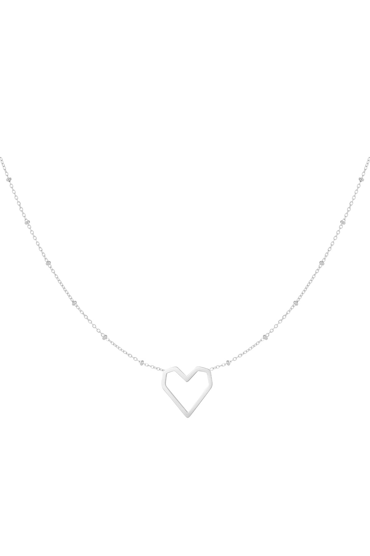 Ketting heart with dots - zilver