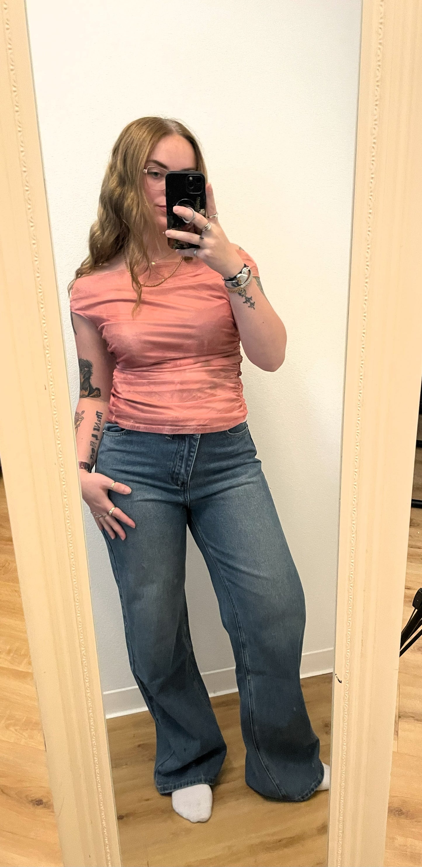 Off shoulder top - Zalm