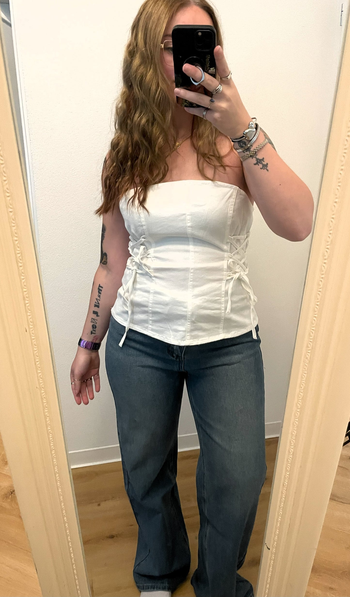 Denim corset top - Wit